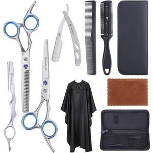 Silver Hair Cutting Scissors for Men and Women,10 Pieces Hair Cutting kit